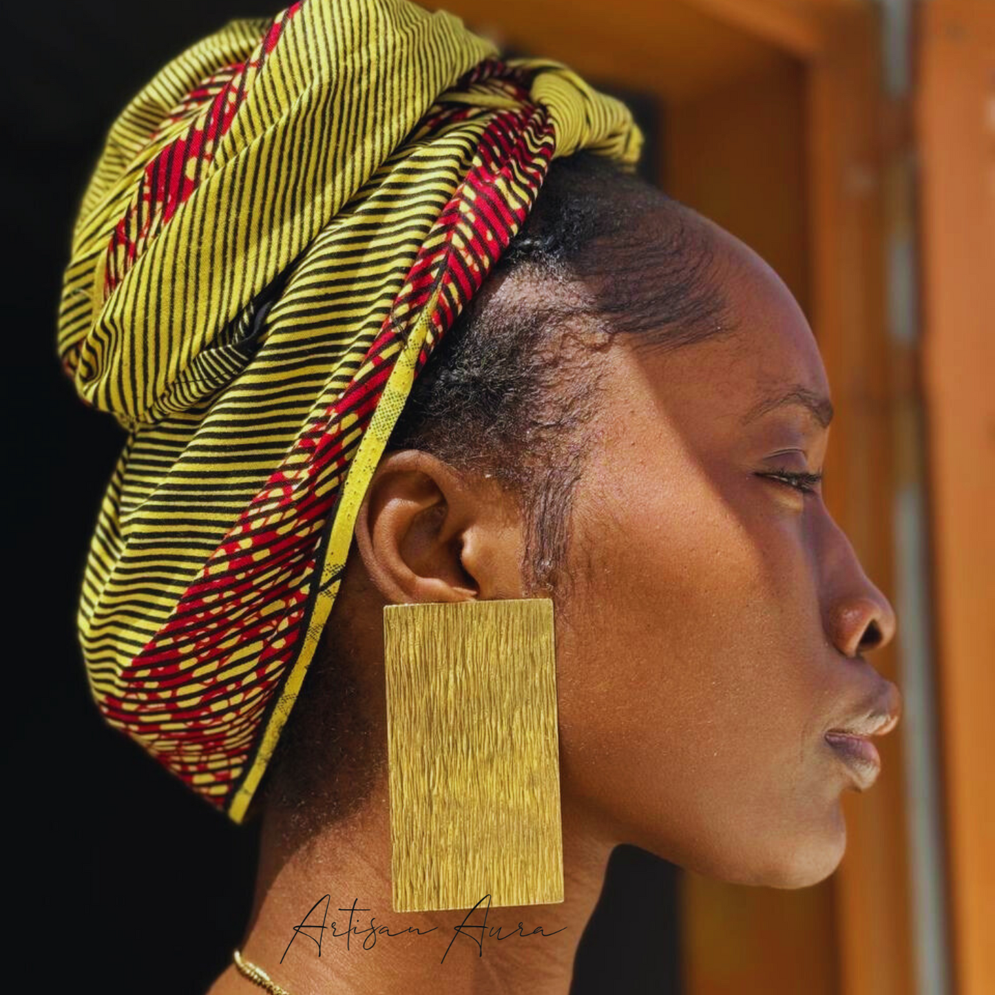 Vertically Hammered Solid Bronze Rectangle Earrings