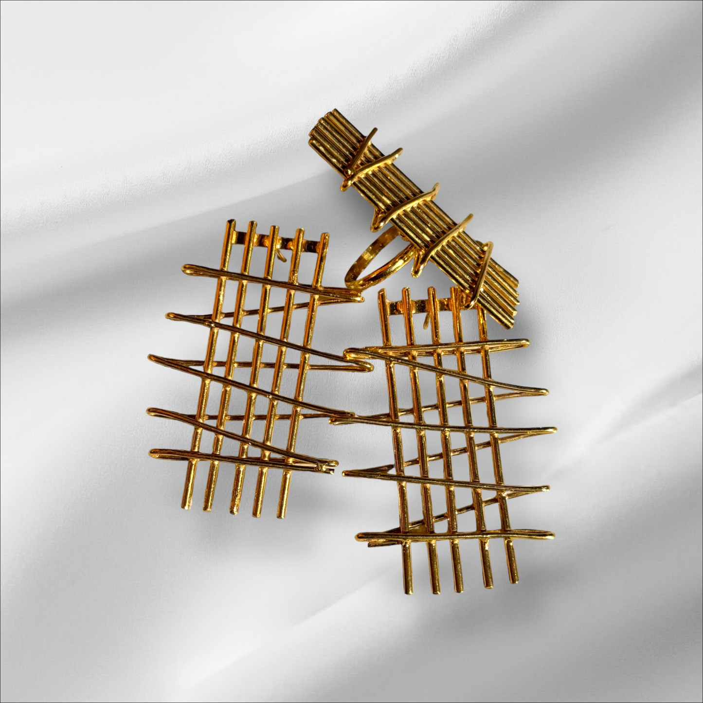 Nubian Balance Bronze Earrings + Ring