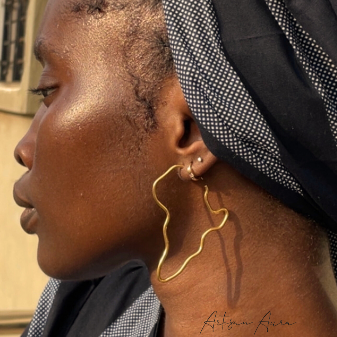 Afrique Contour Bronze Hoop Earrings